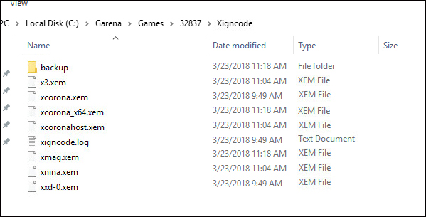Xóa file trong thư mục Xigncode