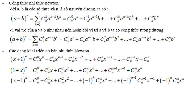 Công thức khai triển nhị thức Newton hay nhất?